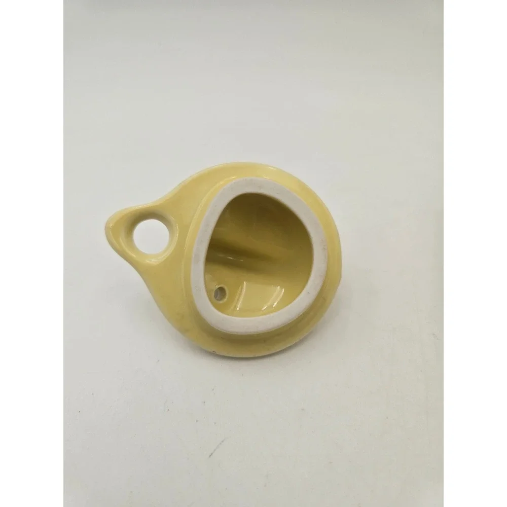 Hall China Yellow Teapot Gold‎ Leaf Acorn Swirl Pattern Vintage Ceramic